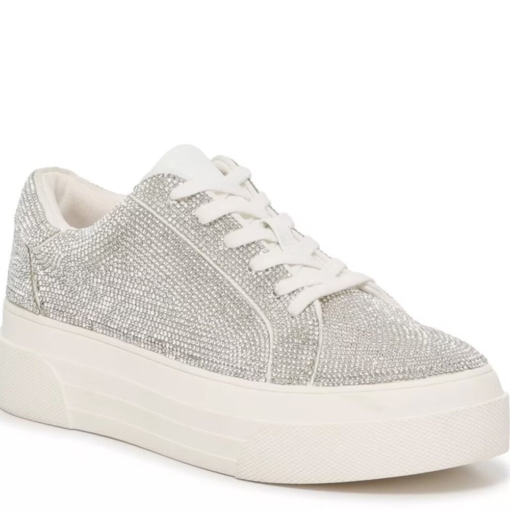 Jessica Simpson Cherello Rhinestone Platform Sneakers — Worn Once, Size 8 White